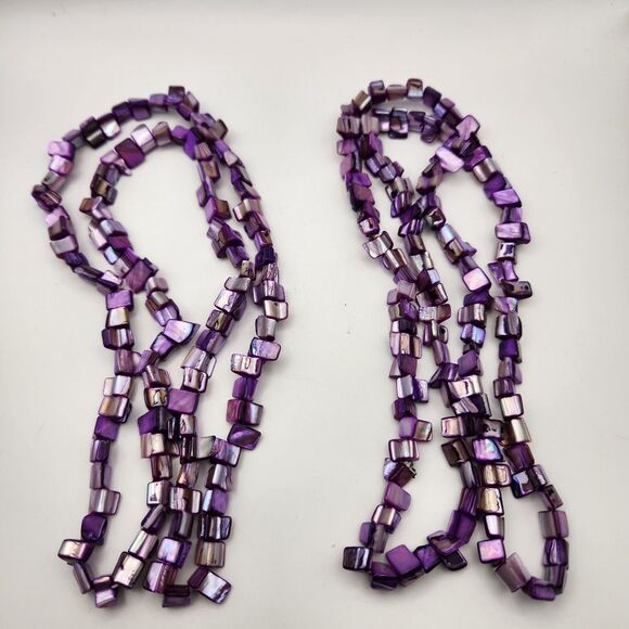 Unbranded Elegant Purple Beaded Necklaces Set Of 2 Each 16" Long - Picture 1 of 4